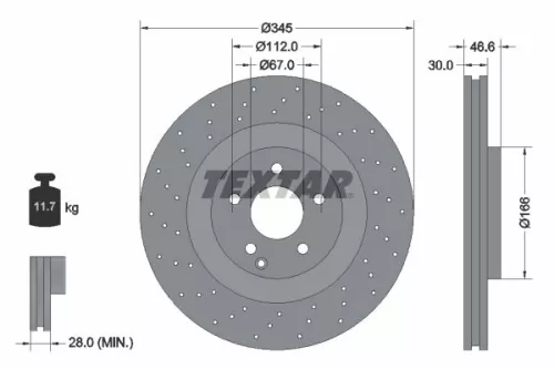 1x TEXTAR 92123703 Brake Disc