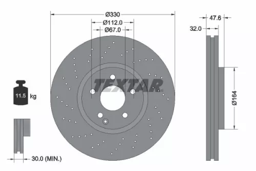 1x TEXTAR 92124105 Brake Disc
