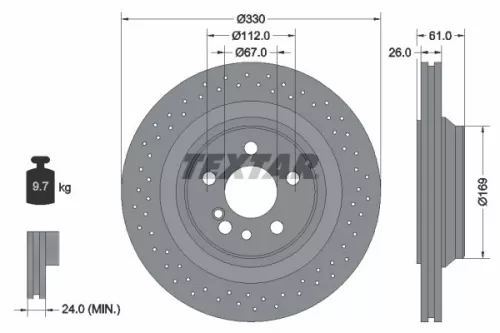 1x TEXTAR 92124300 Brake Disc