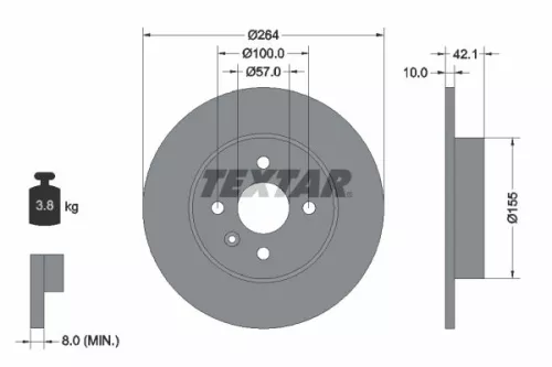 TEXTAR TEXTAR 92124703 1x TEXTAR 92124703 Brake Disc 
