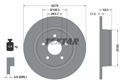1x TEXTAR 92124903 Brake Disc