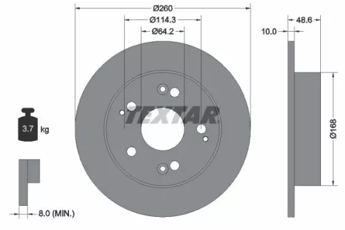 1x TEXTAR 92125103 Brake Disc