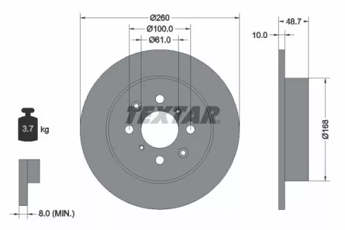 1x TEXTAR 92125300 Brake Disc