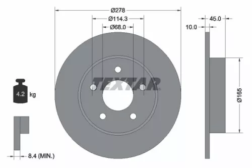 TEXTAR TEXTAR 92125703 1x TEXTAR 92125703 Brake Disc 