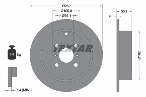 1x  TEXTAR Brake Disc 92126203 269