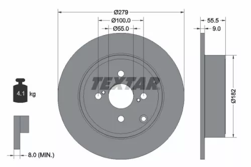 1x TEXTAR 92126303 Brake Disc