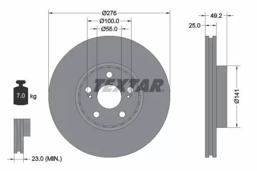 1x TEXTAR 92126403 Brake Disc