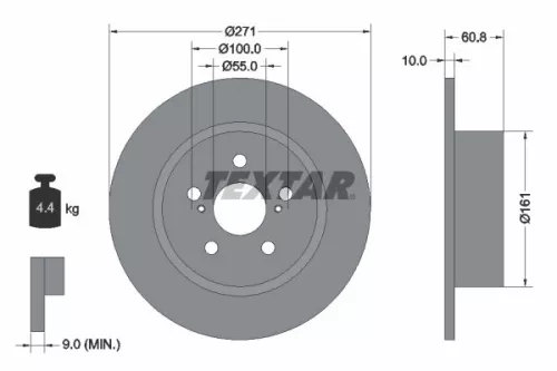 1x TEXTAR 92126503 Brake Disc