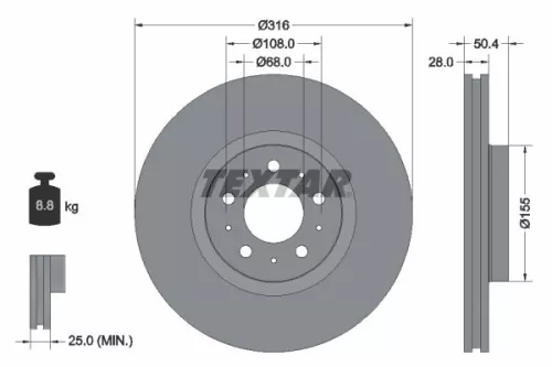 TEXTAR TEXTAR (92126603) 1x  TEXTAR Brake Disc 