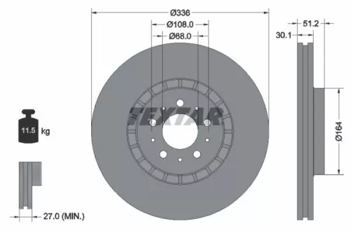1x TEXTAR 92126705 Brake Disc