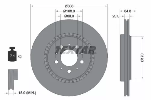1x TEXTAR 92126803 Brake Disc
