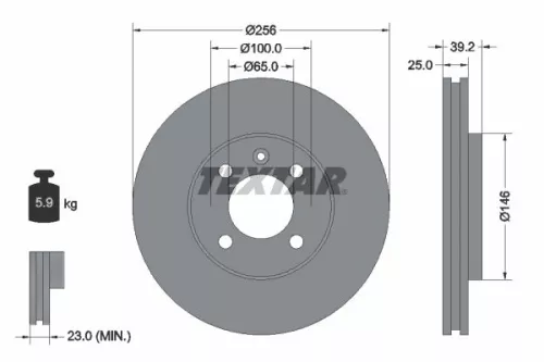1x TEXTAR 92128300 Brake Disc