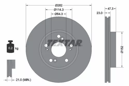 1x  TEXTAR Brake Disc 92128400 282