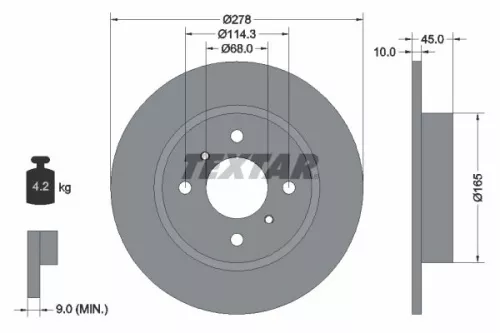 TEXTAR TEXTAR 92128700 1x TEXTAR 92128700 Brake Disc 