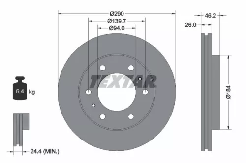 1x TEXTAR 92128803 Brake Disc