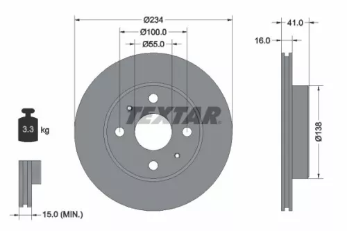 1x TEXTAR 92129103 Brake Disc