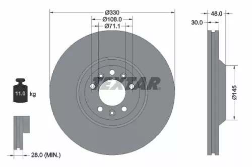 1x  TEXTAR Brake Disc