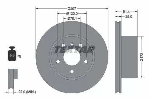 TEXTAR TEXTAR 92129700 1x TEXTAR 92129700 Brake Disc 