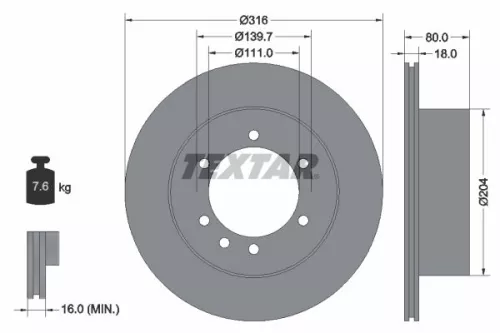 1x  TEXTAR Brake Disc