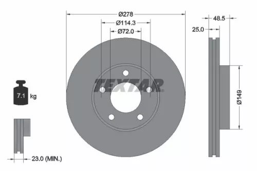 1x  TEXTAR Brake Disc 92130303 278