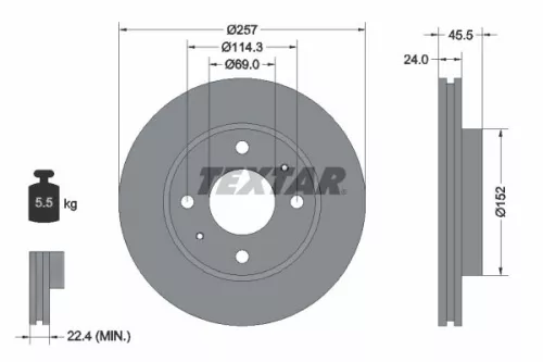 1x TEXTAR 92130800 Brake Disc
