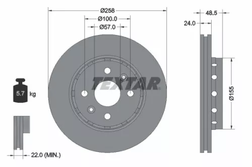 TEXTAR TEXTAR 92131100 1x TEXTAR 92131100 Brake Disc 