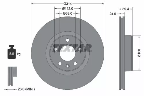 1x TEXTAR 92132205 Brake Disc