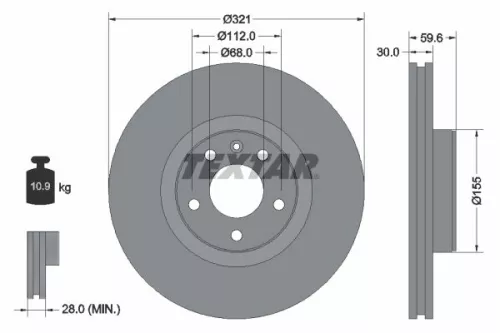 TEXTAR TEXTAR 92132305 1x TEXTAR 92132305 Brake Disc 