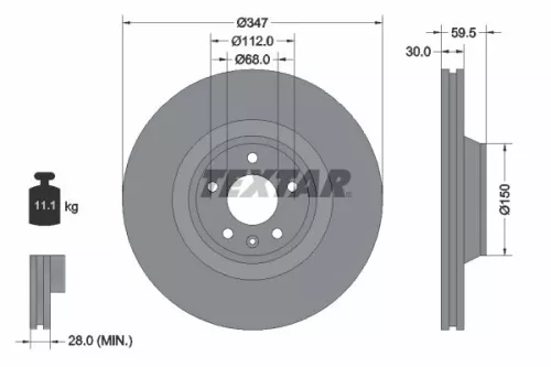 1x TEXTAR 92132405 Brake Disc