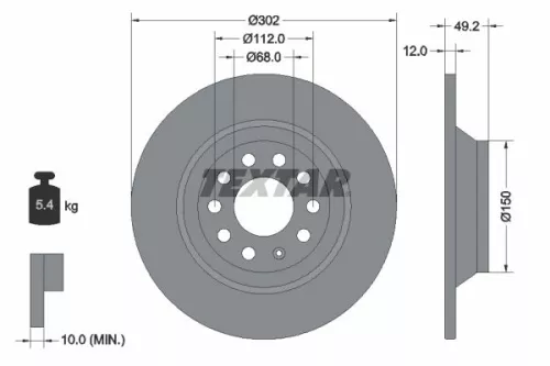 1x TEXTAR 92132503 Brake Disc