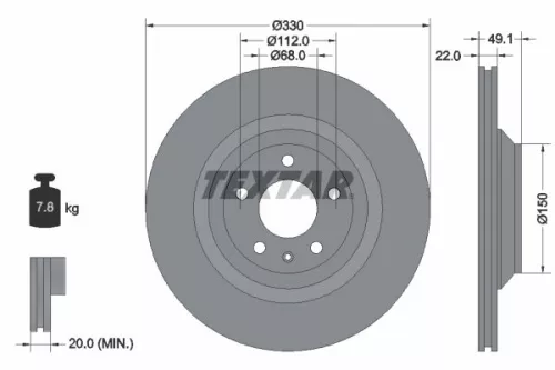 1x TEXTAR 92132603 Brake Disc
