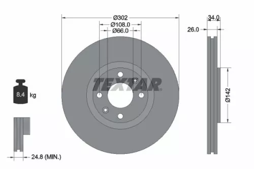 1x  TEXTAR Brake Disc