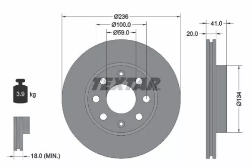 1x  TEXTAR Brake Disc 92133403 236