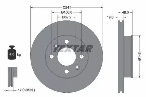 TEXTAR TEXTAR 92134103 1x TEXTAR 92134103 Brake Disc 