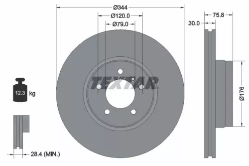 1x TEXTAR 92134400 Brake Disc