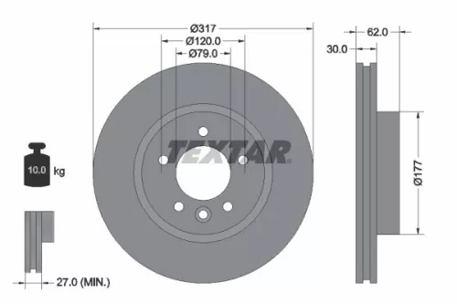 TEXTAR TEXTAR (92134505) 1x  TEXTAR Brake Disc 