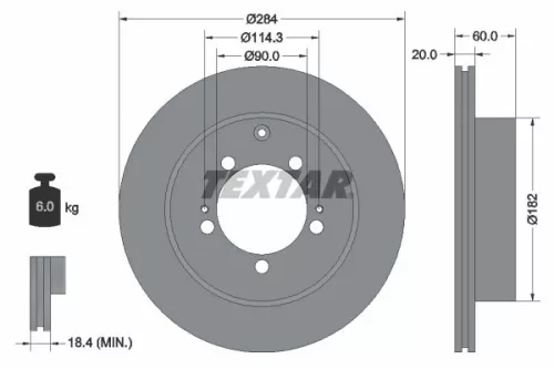 TEXTAR TEXTAR 92134700 1x TEXTAR 92134700 Brake Disc 