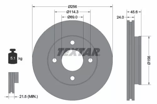 1x  TEXTAR Brake Disc