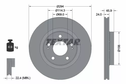 TEXTAR TEXTAR 92135203 1x TEXTAR 92135203 Brake Disc 