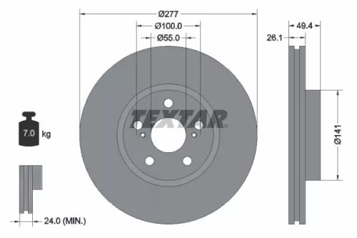 1x  TEXTAR Brake Disc 92135503 277