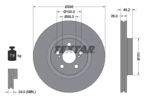 1x TEXTAR 92135603 Brake Disc