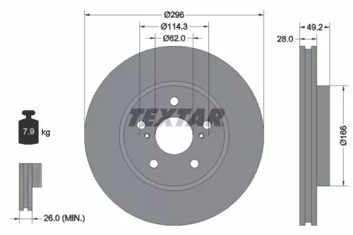 1x TEXTAR 92135800 Brake Disc