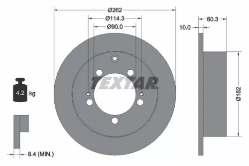 1x TEXTAR 92136103 Brake Disc
