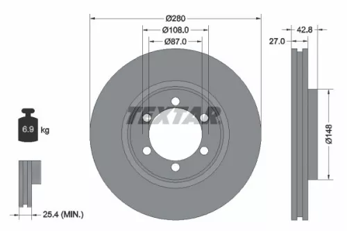 TEXTAR TEXTAR 92136503 1x TEXTAR 92136503 Brake Disc 