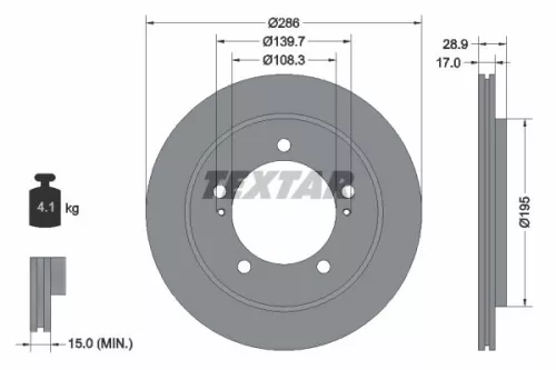 TEXTAR TEXTAR 92136800 1x TEXTAR 92136800 Brake Disc 