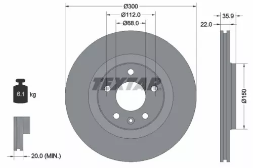1x TEXTAR 92137103 Brake Disc