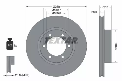 TEXTAR TEXTAR 92137303 1x TEXTAR 92137303 Brake Disc 