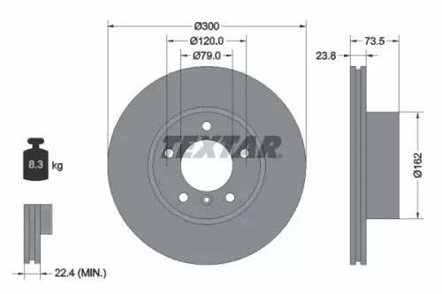 1x TEXTAR 92137705 Brake Disc