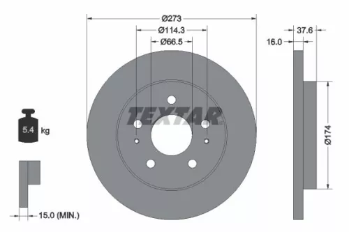 1x TEXTAR 92138200 Brake Disc
