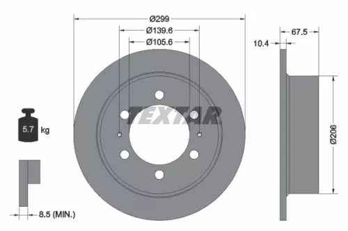 TEXTAR TEXTAR 92138500 1x TEXTAR 92138500 Brake Disc 